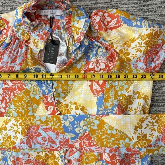 NWT Hunter Bell Blakely Dress Flower Patchwork Silk Medium - Picture 10 of 15